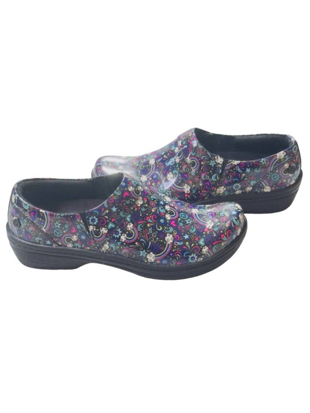 KLOGS Mission Womens Slip-On Shoes Size 8M Multicolor Peace/Love Print Non-Slip - Picture 10 of 11